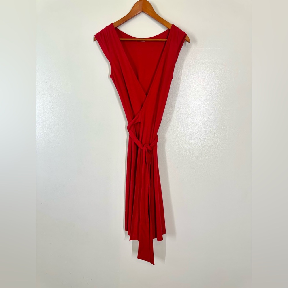 Diane Von Furstenberg Red Wrap Midi Dress